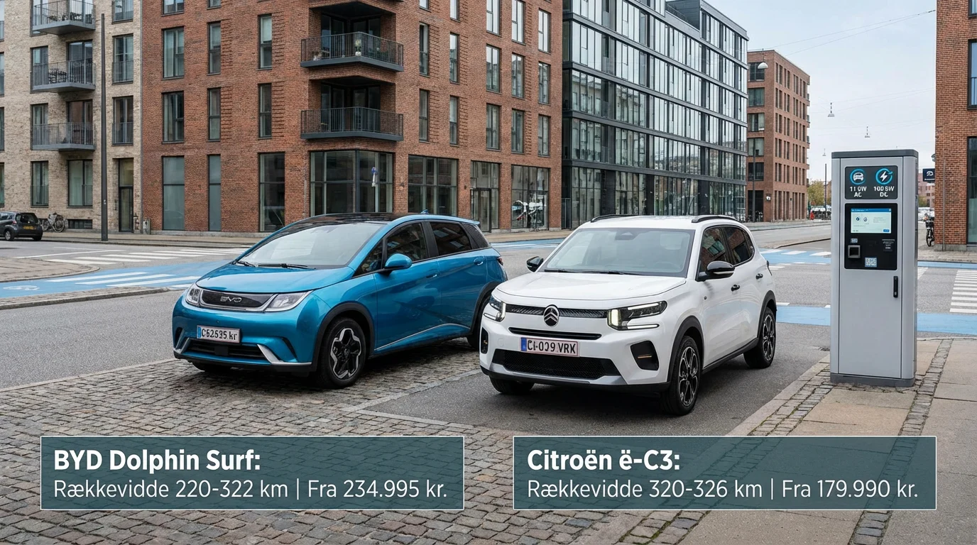 Danmarks billigste elbil 2025: BYD Dolphin Surf vs. Citroën ë‑C3 — hvad får du for pengene?